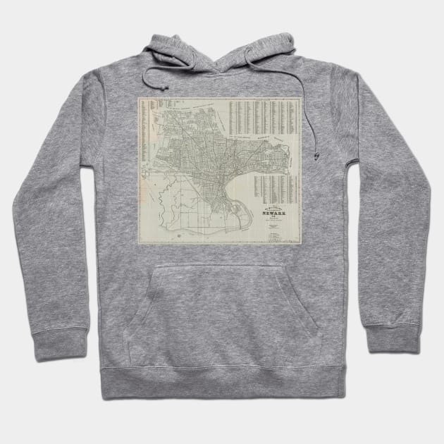 Vintage Map of Newark NJ (1920) Hoodie by Bravuramedia